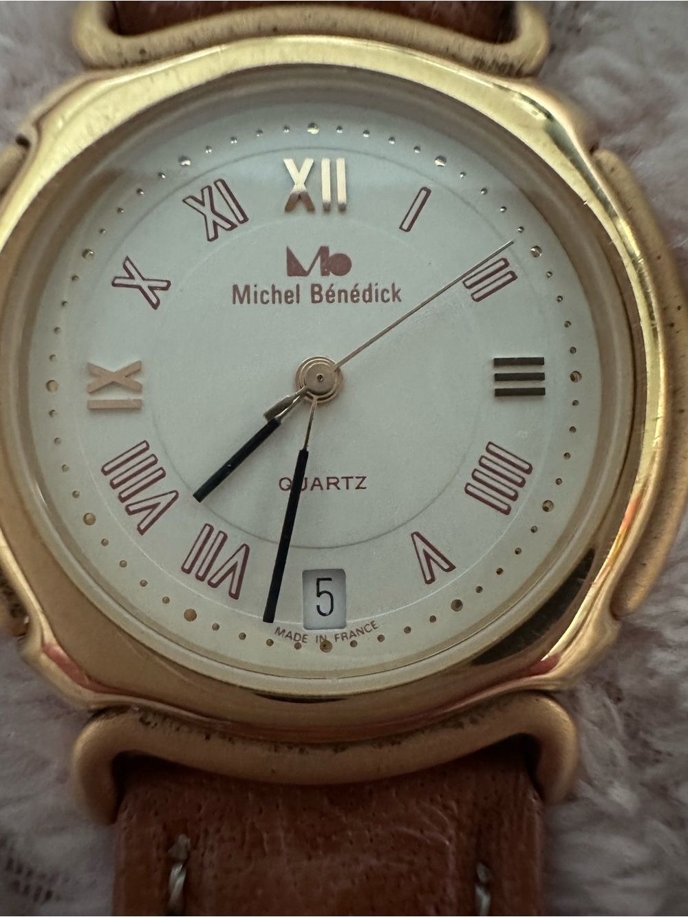 RARE Vintage Michel Bénédick France Quartz Watch - Gold-Tone/Roman Dial